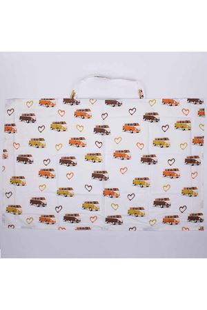 Renkli Arabalı Kalpli Ekru Emzirme Önlüğü
