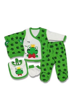 Kurbağa 5 Parça Yenidoğan Bebek Hastane Çıkış Seti