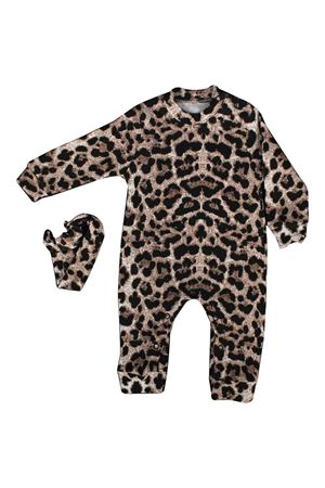 Kız Bebek Leopar Desenli Kaşkorse Bandanalı Tulum