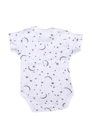 Unisex Beyaz Ayyıldız Kısakollu Zıbın