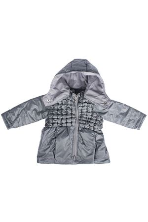 Kız Çocuk Gri Lastik Bürümcüklü Kapşonlu Şişme Mont