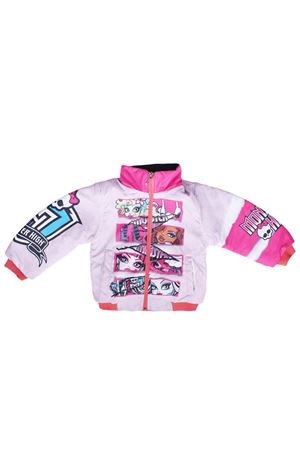 Kız Çocuk Pembe Baskılı Cepli Fermuarlı Şişme Mont