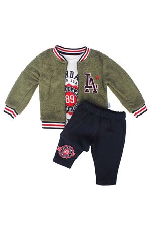 Erkek Bebek Haki Kolej Hırkalı 3'lü Takım
