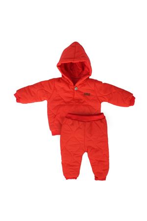 Unisex Kırmızı Kapitoneli Kapşonlu 2'li Takım