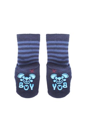 Erkek Çocuk Laci Çizgili Taban ABS Baskılı Havlu Çorap 3-4 Yaş