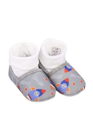 Erkek Bebek Gri Roket Desenli Panduf
