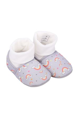 Unisex Gri Gökkuşağı Desenli Panduf