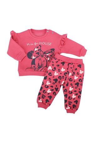 Kız Bebek Koyu Pembe Mikili Leopar Desenli 2'li Polar Takım