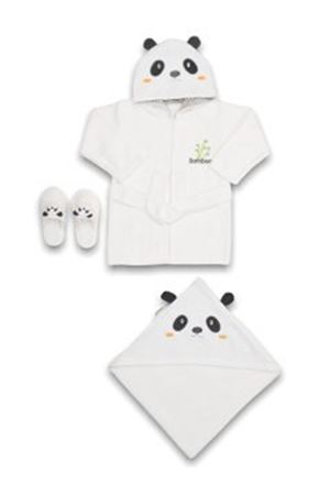 Bebitof Baby Panda Bebe Bornoz Seti 30037 Beyaz