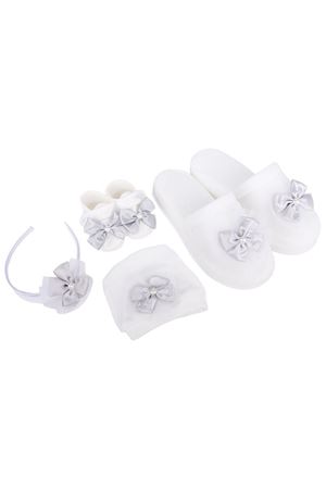 Beyaz Gri Kurdeleli 4 lü Lohusa Seti