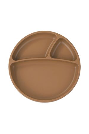 OiOi Porsiyon Vakum Tabanlı Silikon Tabak Woody Brown