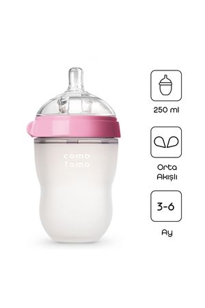 Comotomo Antikolik Silikon Biberon 250 ml 3-6 Ay Pembe
