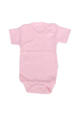 Pembe Raporlu Kısa Kol Çıtçıtlı Body Zıbın