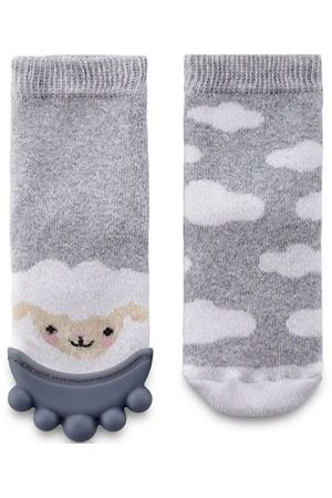 BabyJem Silikon Diş Kaşıyıcılı Havlu Bebek Çorap Gri