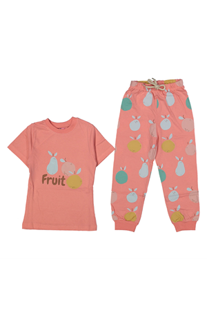 Kız Çocuk Narçiçeği Meyve Baskılı Pijama Takımı