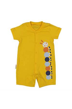 Erkek Bebek Sarı Tırtıllı Çıtçıtlı Tulum