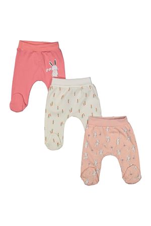 Kız Bebek Ekru Somon Tavşan Baskılı 3'lü Tek Alt