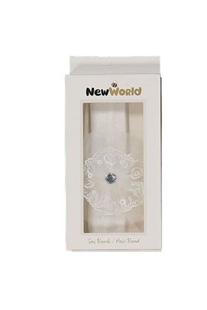 Kız Bebek Beyaz Güpürlü Çicekli Taşlı Bandana