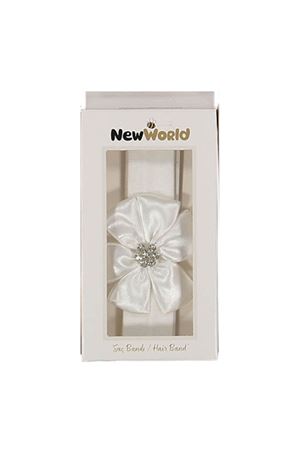 Kız Bebek Beyaz Kurdelalı Taşlı Bandana