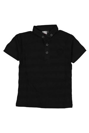 Erkek Çocuk Siyah Jakar Kumaş Arma Nakışlı Polo Yaka Tişört