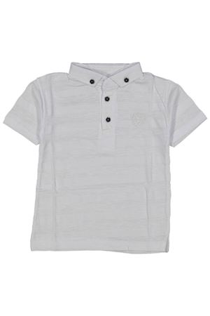 Erkek Çocuk Beyaz Jakar Kumaş Arma Nakışlı Polo Yaka Tişört