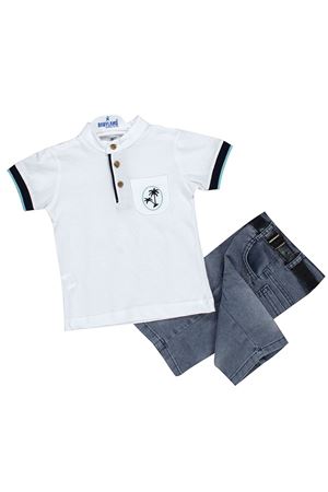 Erkek Çocuk Beyaz Tişortlü Palmiye Nakışlı Kapri Takım