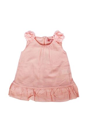 Kız Çocuk Somon Omzu Çiçekli Viskon Elbise