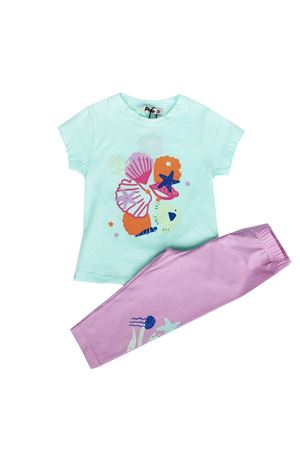 Kız Çocuk Yeşil Lila Deniz Yıldızı Baskılı 2'li Takım