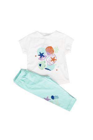 Kız Çocuk Ekru Yeşil Deniz Yıldızı Baskılı 2'li Takım