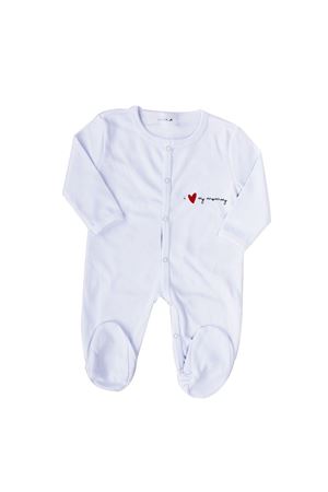 Mamy Yazılı Beyaz Patikli Tulum