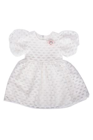 Kız Çocuk Ekru Tüllü Benekli Yaka Çicekli Elbise