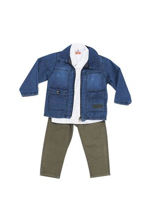 Erkek Çocuk Gri Ceketli Gömlekli Yeşil Pantolonlu Lüx 3'lü Takım