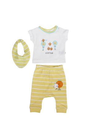 Erkek Bebek Sarı Beyaz Çizgili Tenis Clup 3'lü Takım