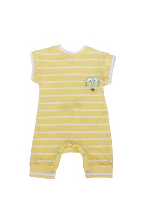 Unisex Sarı Beyaz Çizgili Alttan Çıt Çıtlı Tulum