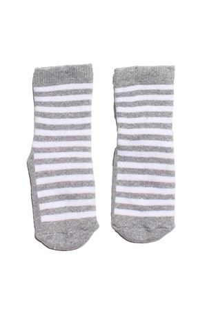 Erkek Çocuk Gri Çizgili Taban ABS Baskılı Havlu Çorap 3-4 Yaş
