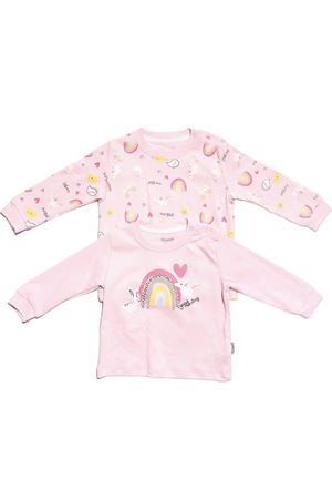 Kız Bebek Pudra Güneş Gökkuşağı Baskılı 2'li Body Set