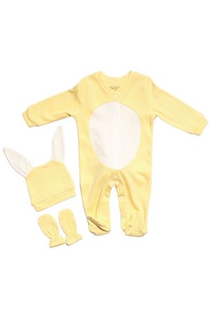 Sarı Ekru Göbekli Bereli Eldivenli Pomponlu Tavşan Tulum