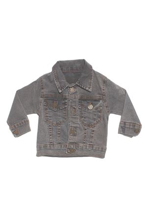 Erkek Bebek Gri Arkası Turuncu Yazılı Kot Ceket