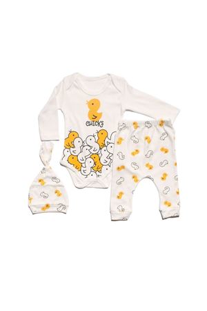 Beyaz Sarı Chıcks Ördekli Bebek 3'lü Takım
