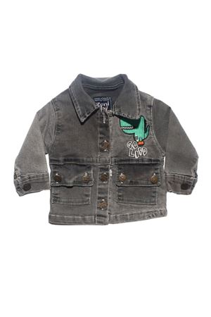 Erkek Bebek Gri Yeşil Dinolu Kot Ceket