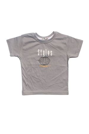 Erkek Çocuk Gri Styles Baskılı Tişört