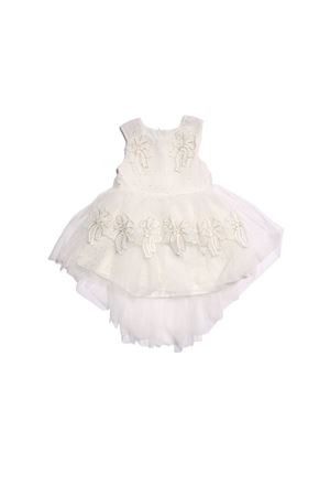 Kız Çocuk Ekru Fiyonklu Tüllü Elbise
