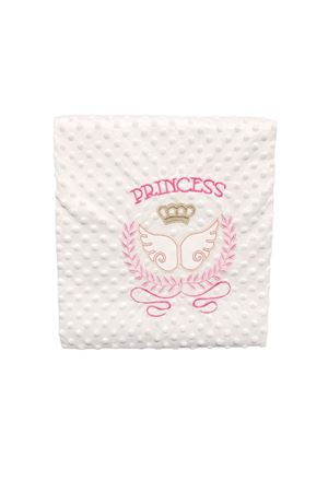 Kız Bebek Ekru Pembe Princess Nakışlı Nohut Battaniye 80x90