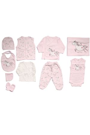 Kız Bebek Pembe Unicornlu Desenli 10 Parça Hastane Çıkış Seti