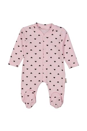 Kız Bebek Pembe Siyah Kalpli Çıtçıtlı Patikli Tulum