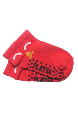 Unisex Kırmızı Siyah Player Yazılı Kaymaz Taban Soket Çorap