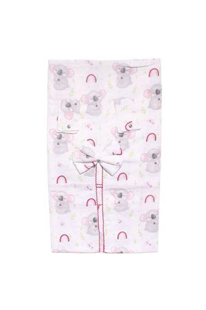 Pembe Koalalı Gökkuşağı Desenli Müslin Puset Örtüsü