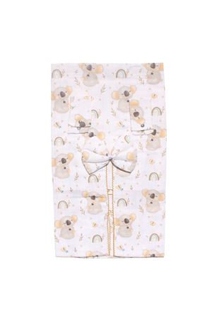 Kahve Koalalı Gökkuşağı Desenli Müslin Puset Örtüsü