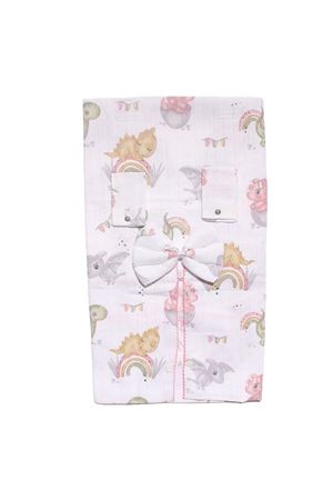 Sarı Yeşil Pembe Dinazorlu Desenli Müslin Puset Örtüsü