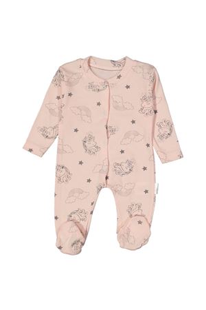 Kız Bebek Somon Unıcorn Desenli Patikli Çıt Çıtlı Tulum